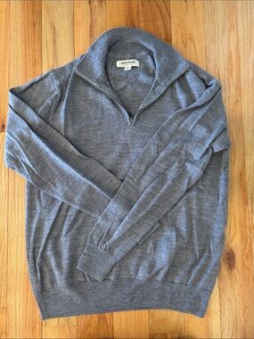 Goodthreads Men’s Gray Zip-Neck Merino-Blend Sweater